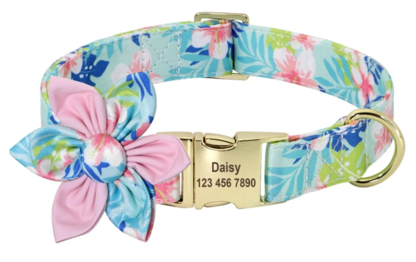 Floral Dog Collars | Personalized Dog ID Collars