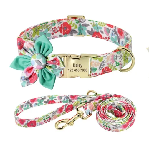 Floral Dog Collars | Personalized Dog ID Collars