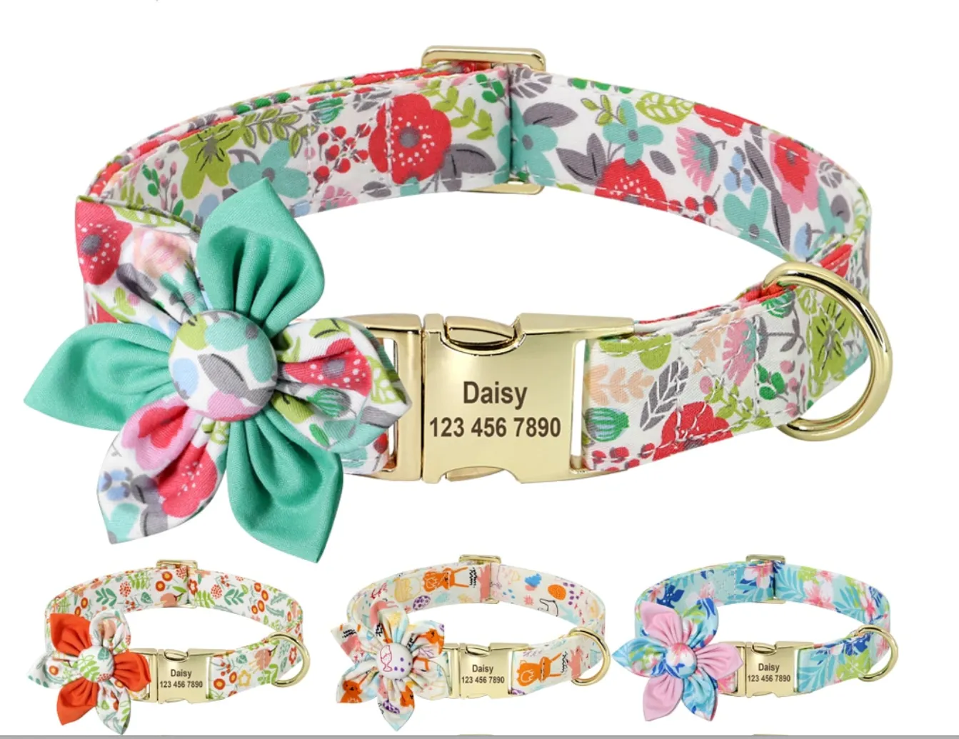 Floral Dog Collars | Personalized Dog ID Collars
