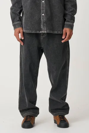 FOLDED CROWN BULL DENIM PANT - DOUBLE DYE BLACK