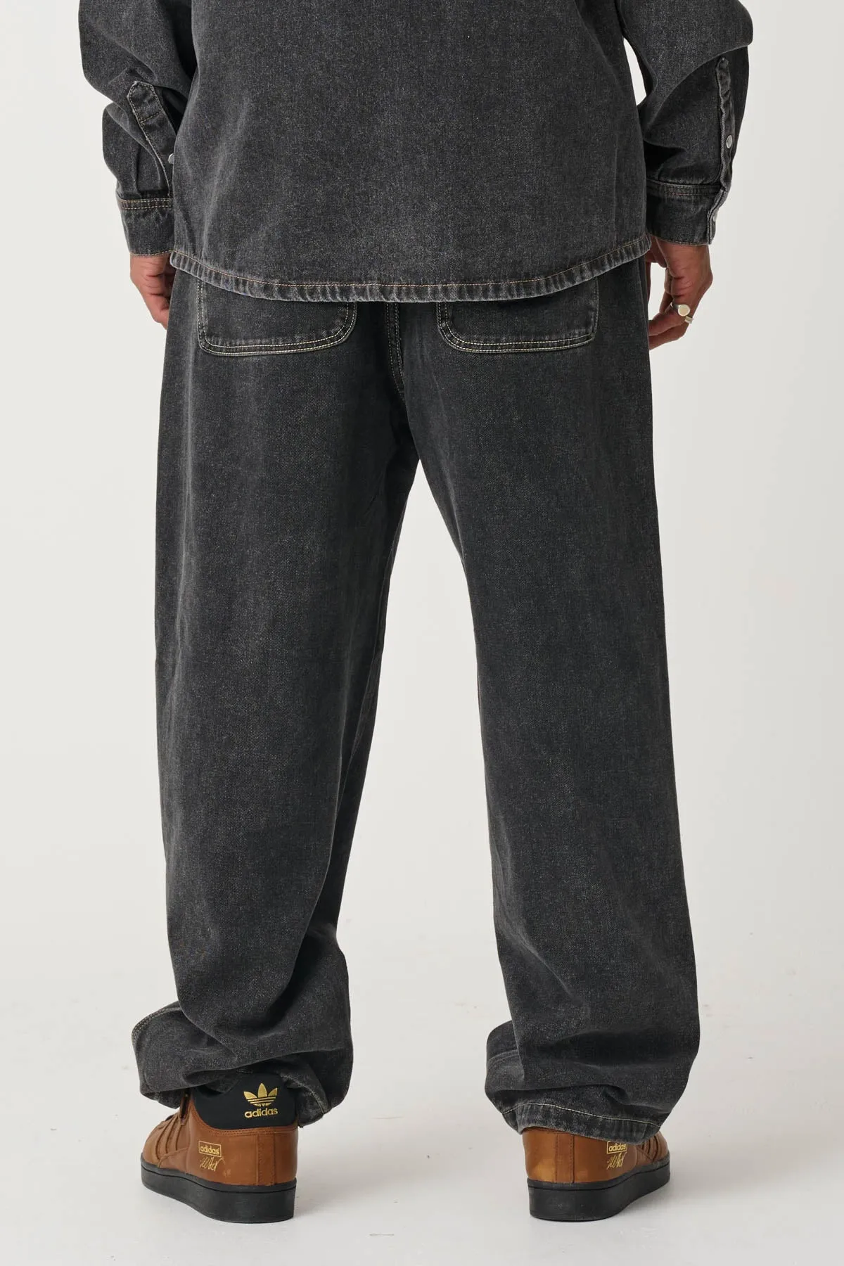 FOLDED CROWN BULL DENIM PANT - DOUBLE DYE BLACK