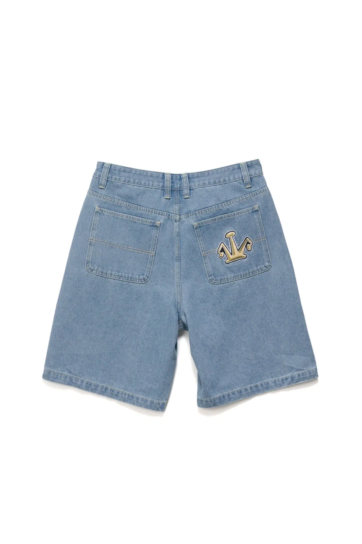 FOLDED CROWN BULL DENIM SHORT - MID BLUE