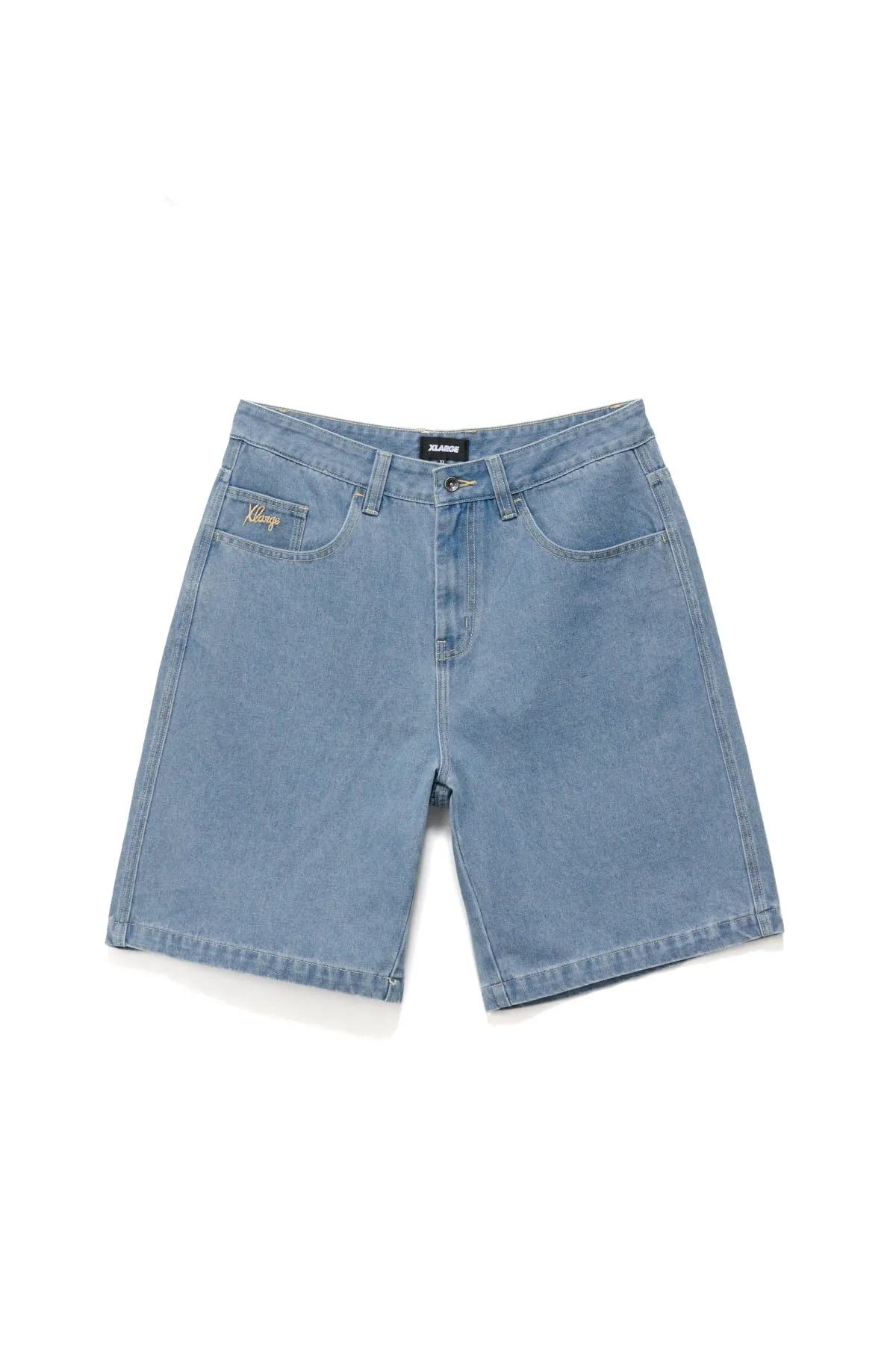FOLDED CROWN BULL DENIM SHORT - MID BLUE