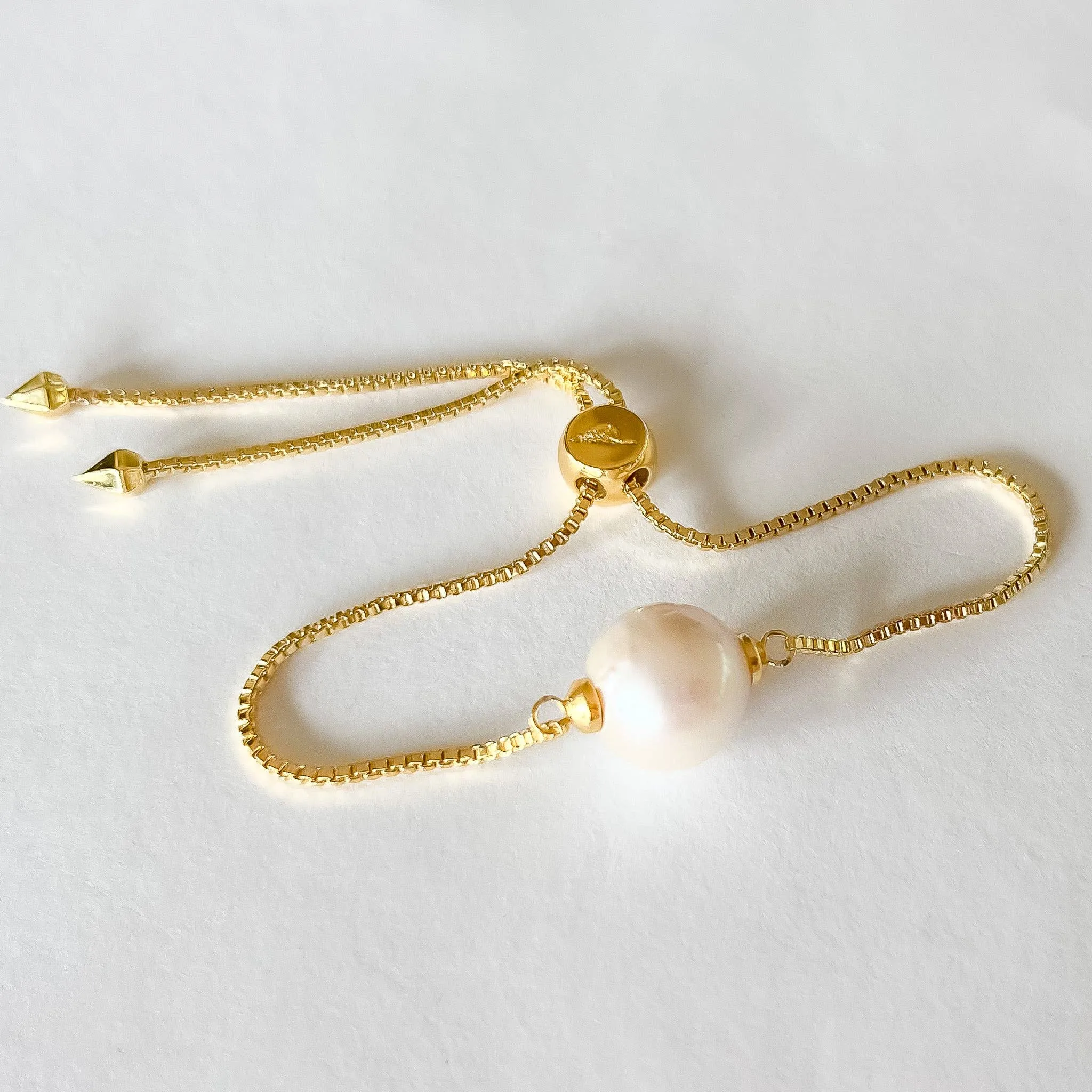 Freshwater Pearl   Gold Slider Bracelet: Gold