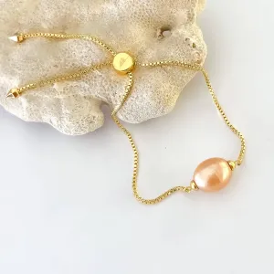 Freshwater Pearl   Gold Slider Bracelet: Gold