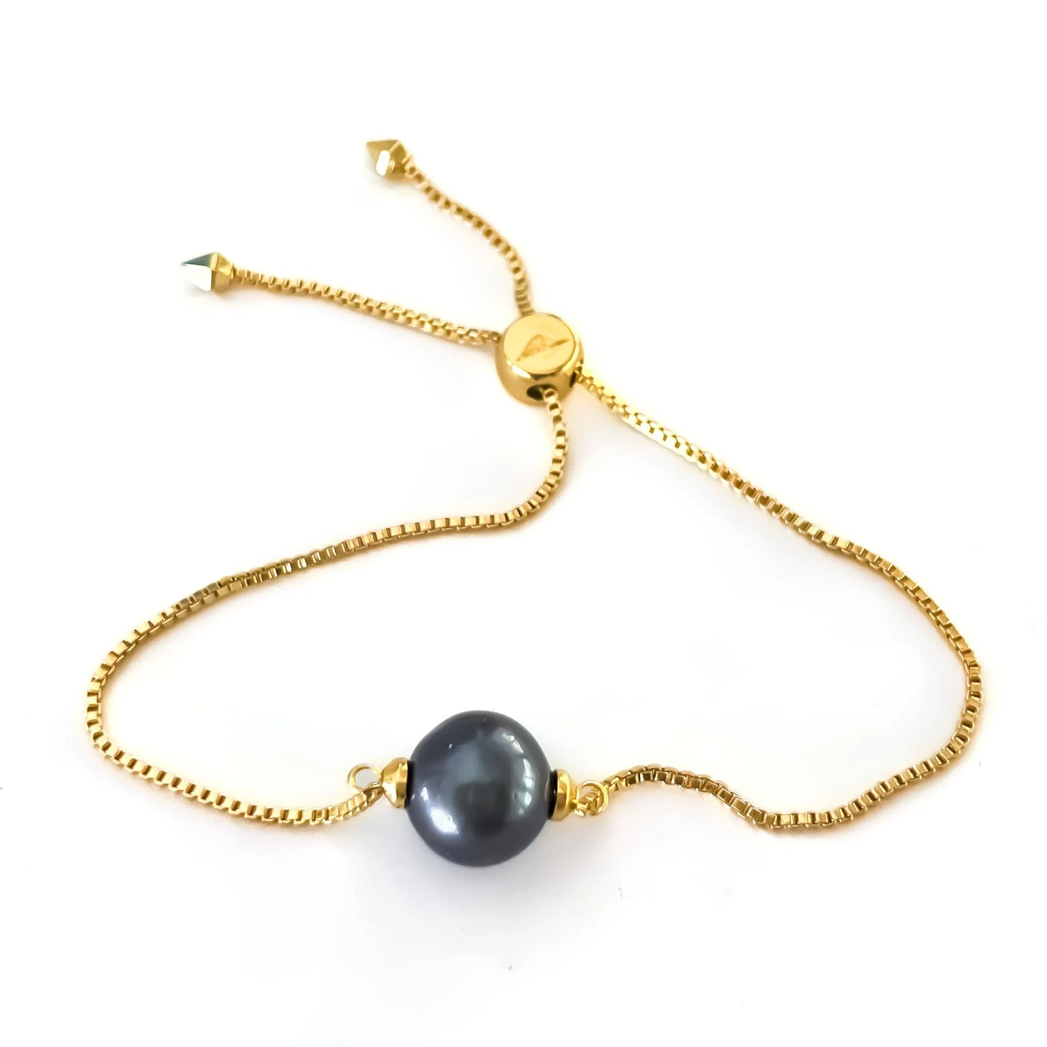 Freshwater Pearl   Gold Slider Bracelet: Gold
