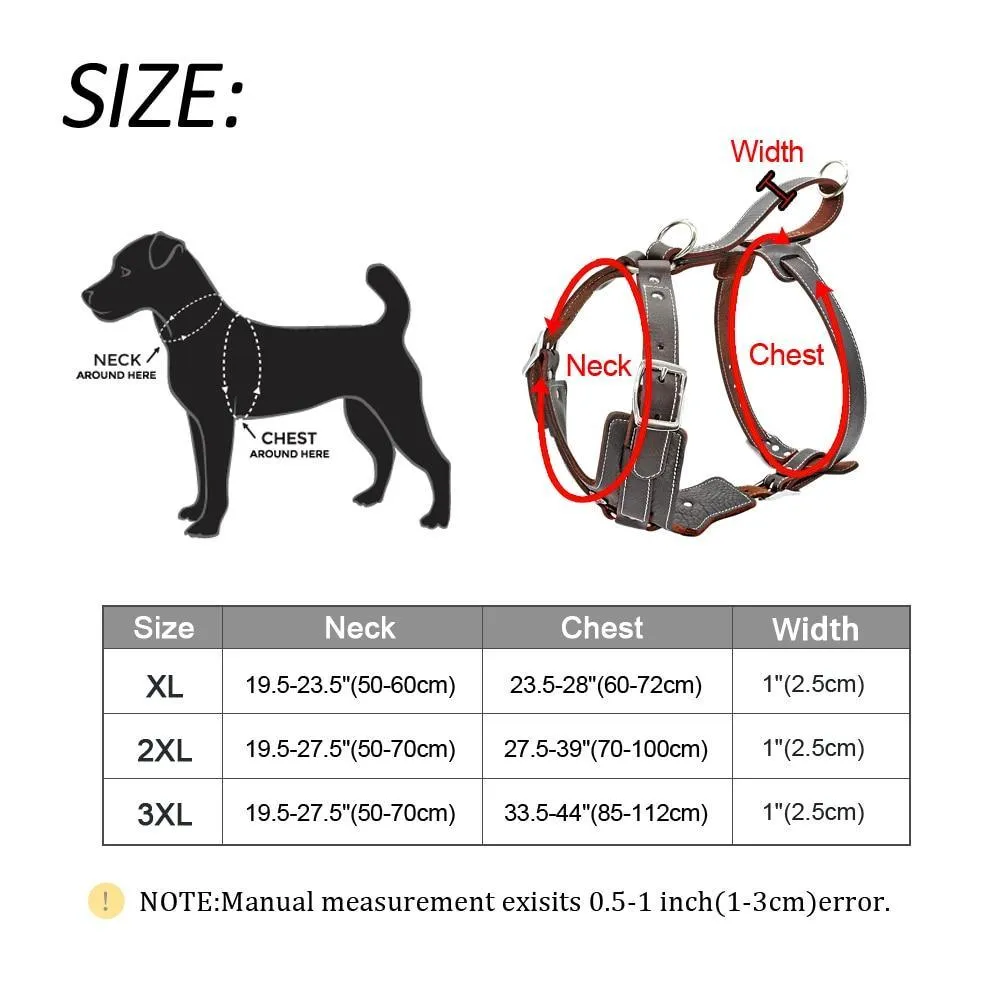 Genuine Leather Dog Harness/Durable Adjustable Big Large Dog Vest