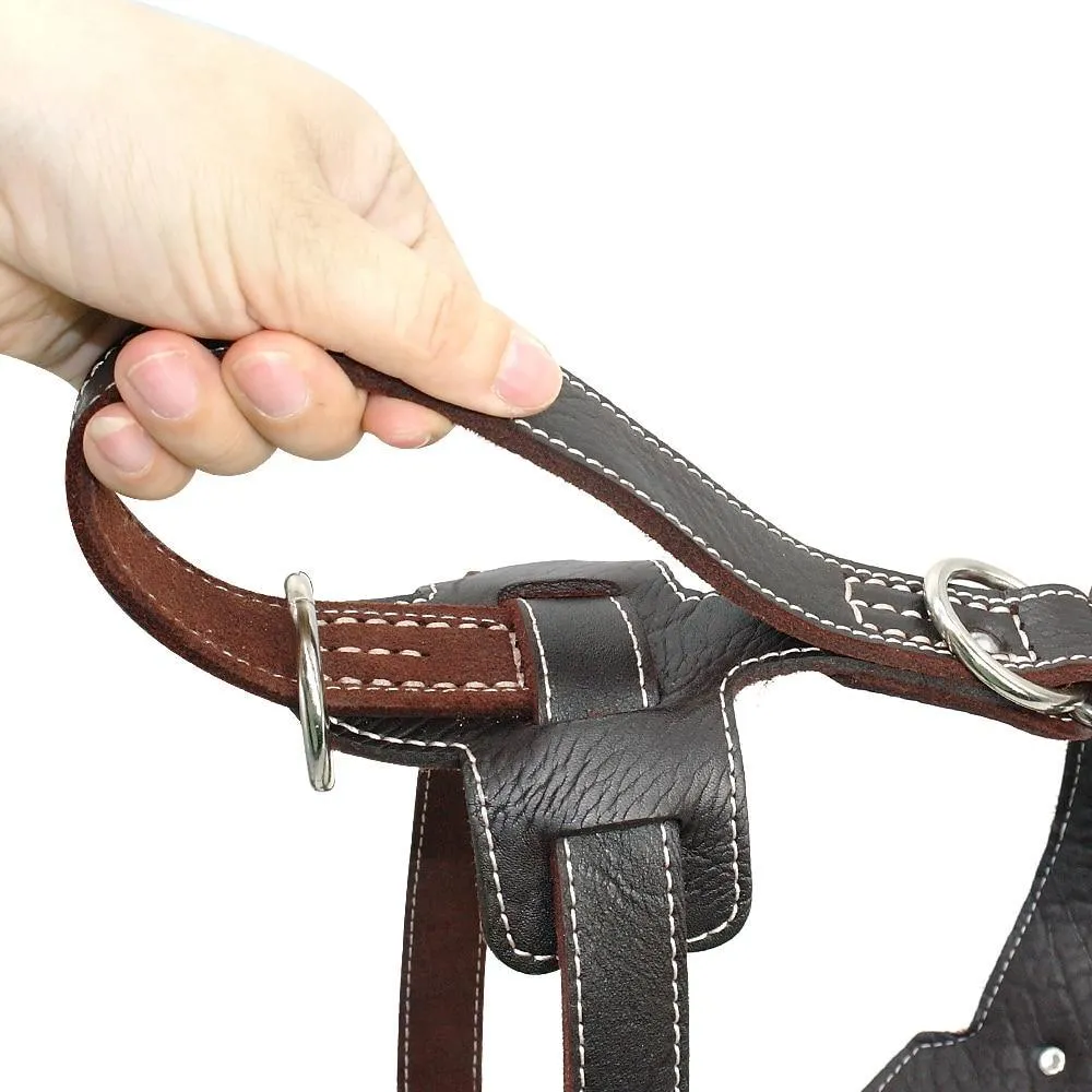 Genuine Leather Dog Harness/Durable Adjustable Big Large Dog Vest