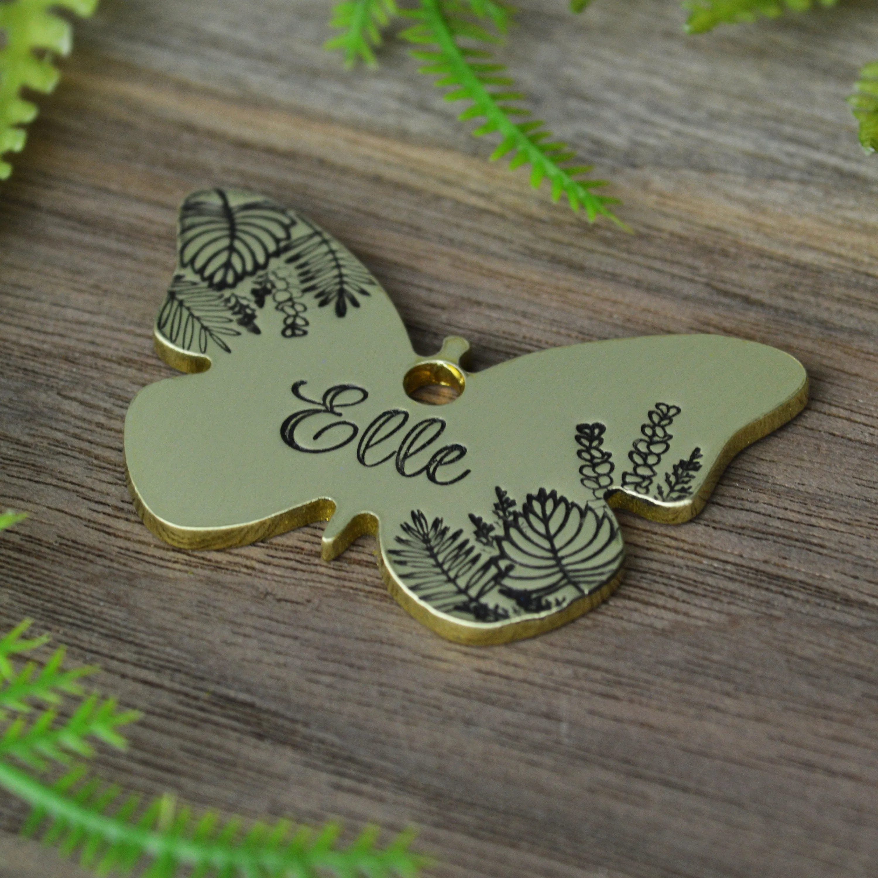 Hawaiian Flutter Hand Stamped Dog Collar Tag