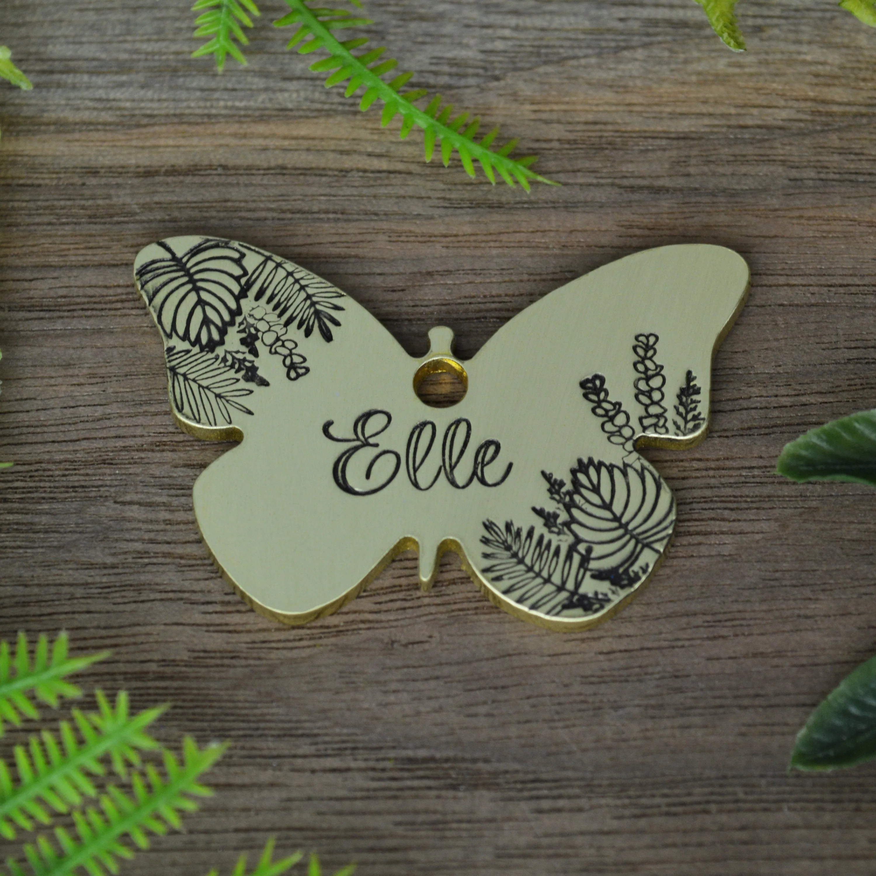 Hawaiian Flutter Hand Stamped Dog Collar Tag