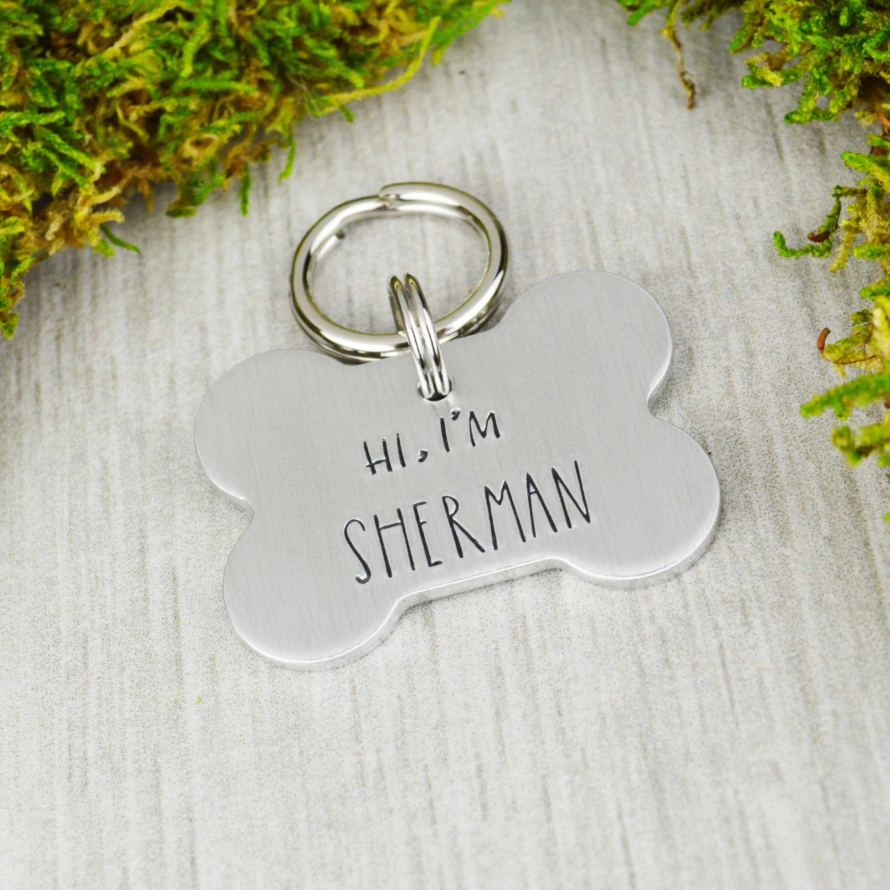Hi! Handstamped Pet ID Tag