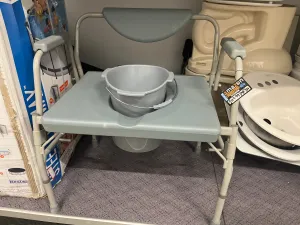 Homecraft Deluxe Bariatric Drop Arm Commode, 1000 Pound Weight Capacity, Adjustable Height Padded Commode Designed for Patients Who Struggle with Obesity, Easy-to-Assemble - open_box