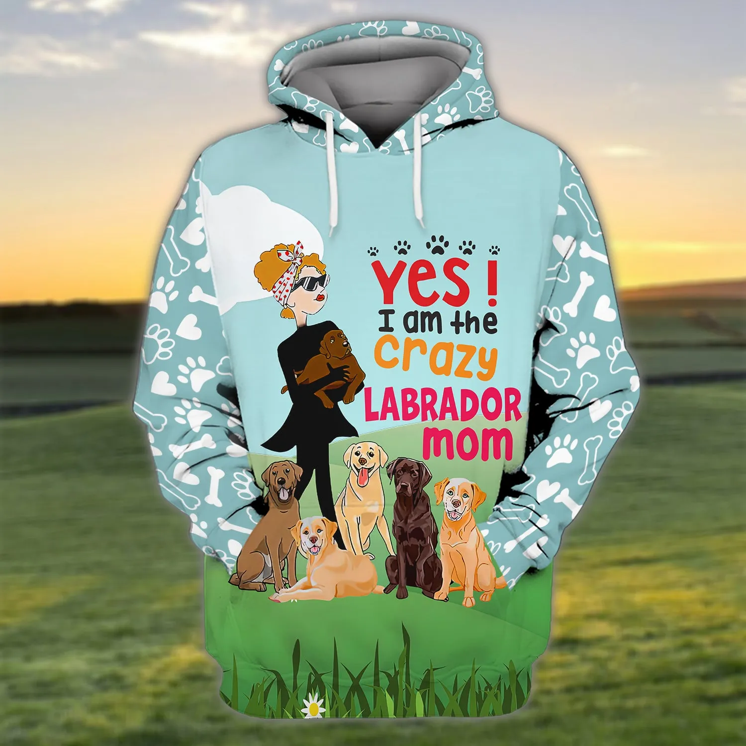 I'm The Crazy Labrador Mom 3D Shirt For Labrador Retriever Dog Lovers