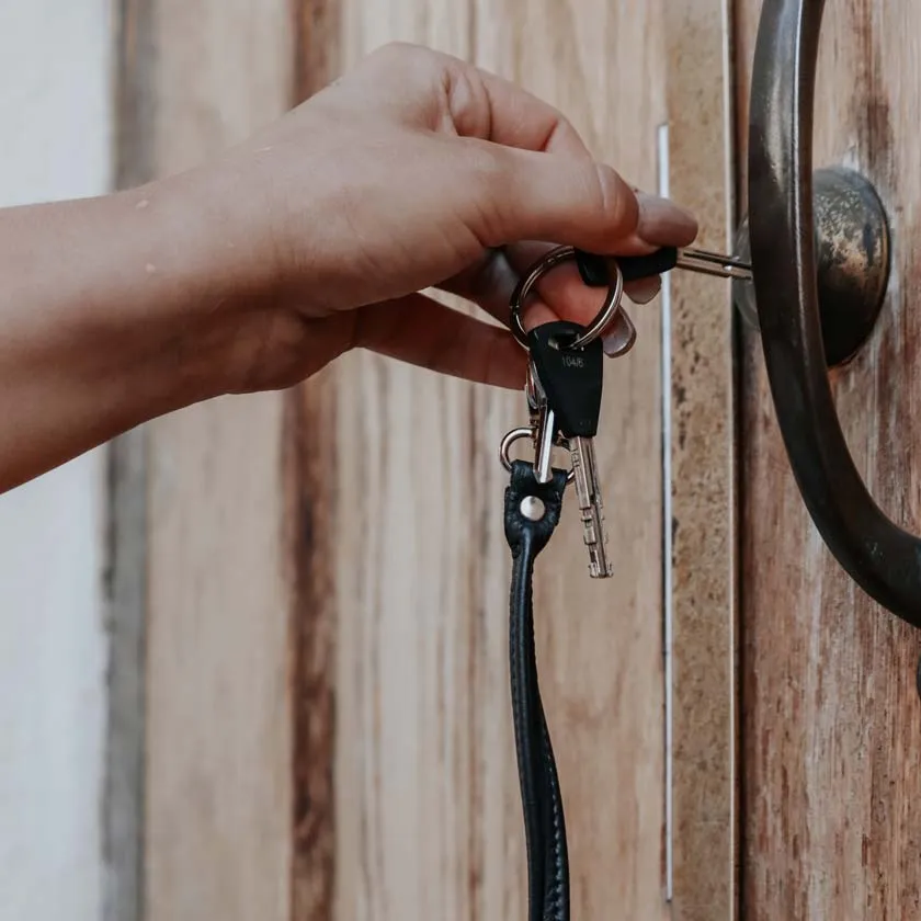 Key chain lanyard, elk leather