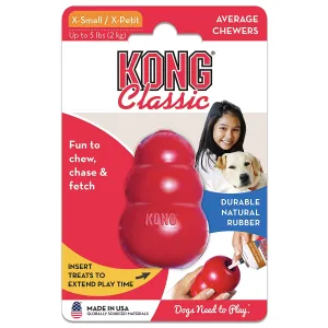 KONG Classic Durable Natural Rubber Dog Toy, Red, X-Small