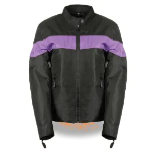 Ladies Lightweight Black Textile Jacket w/ Stretch & Reflective Piping