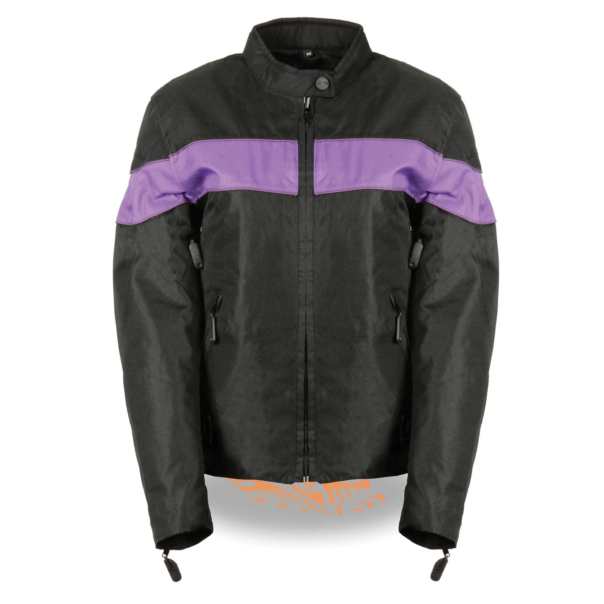 Ladies Lightweight Black Textile Jacket w/ Stretch & Reflective Piping