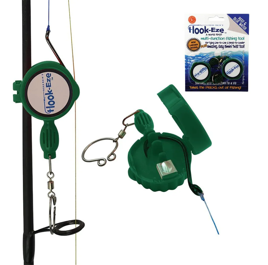 Large Hook Eze Fishing Knot Tying Tool Twin Pack in Green