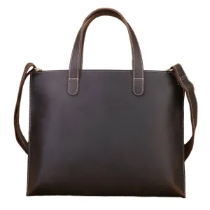 Large Leather Tote Shoulder Bag for Men Women A4