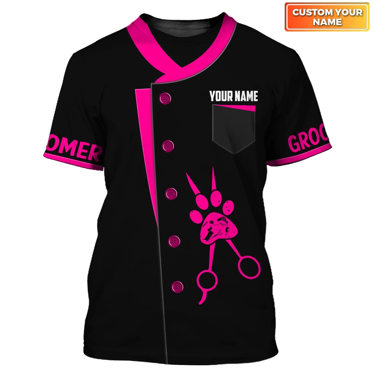 Latest Dog Groomer Pesonalized Shirt Grooming Uniform T-Shirt 10 [Non Workwear]