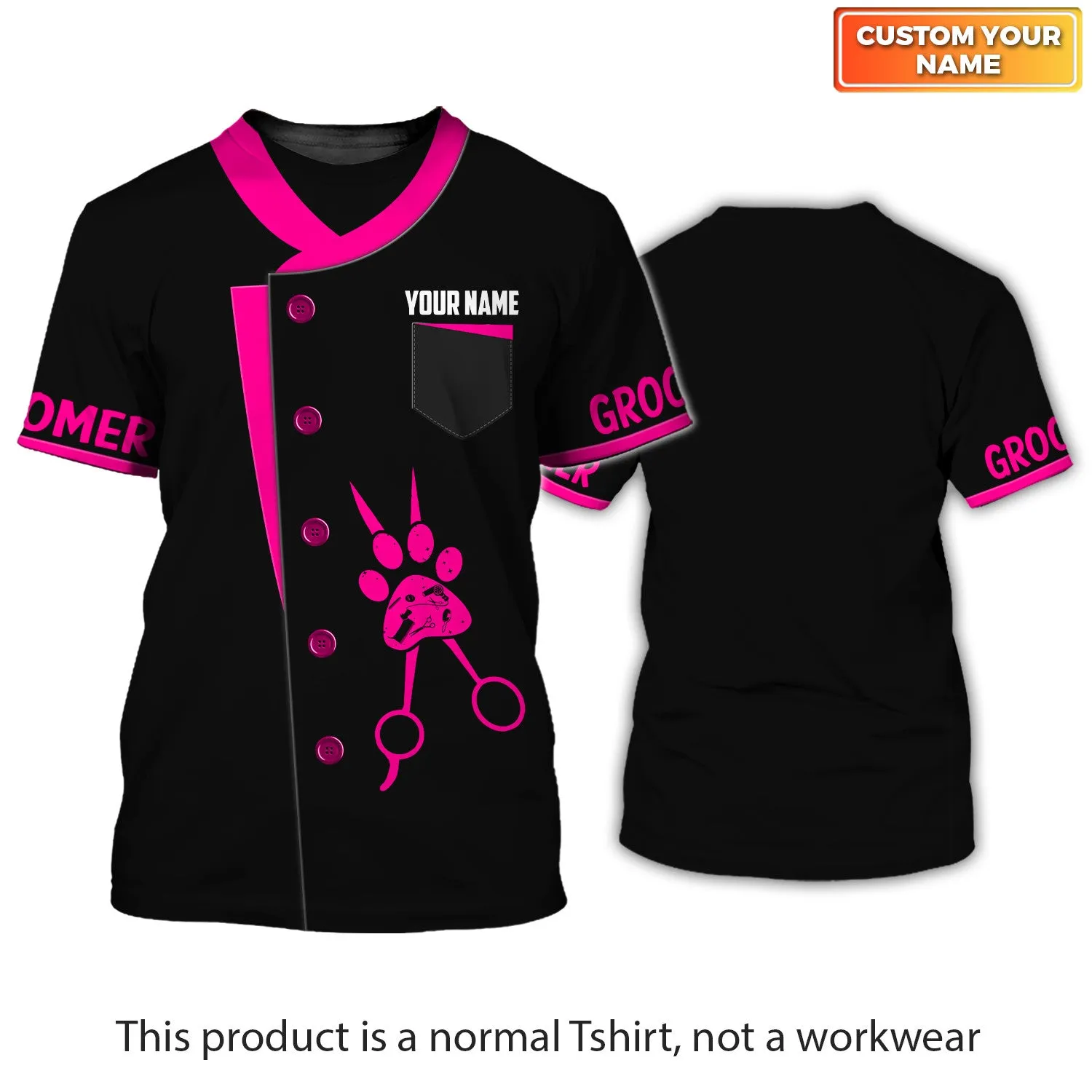 Latest Dog Groomer Pesonalized Shirt Grooming Uniform T-Shirt 10 [Non Workwear]