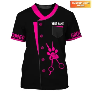 Latest Dog Groomer Pesonalized Shirt Grooming Uniform T-Shirt 10 [Non Workwear]