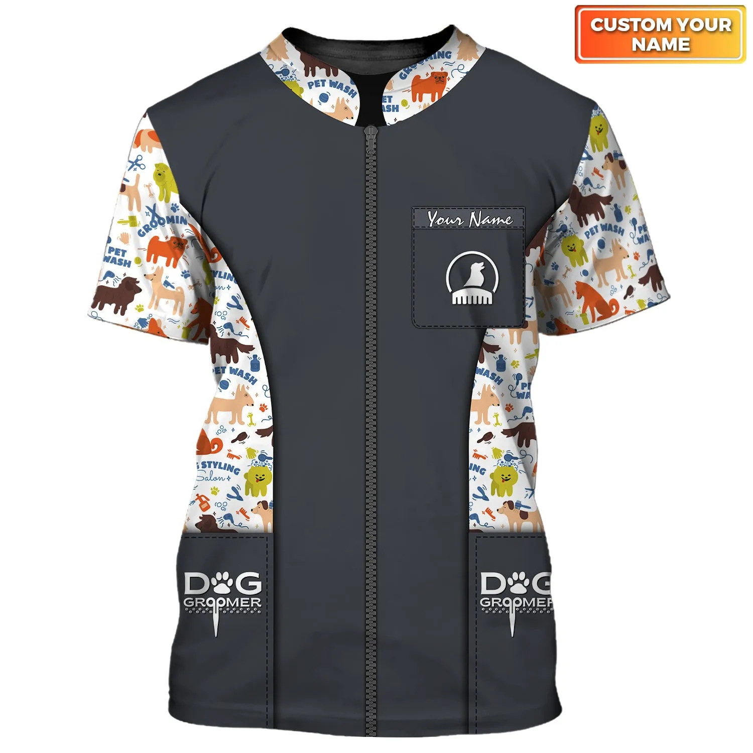 Latest Dog Groomer Pesonalized Shirt Grooming Uniform T-Shirt 1