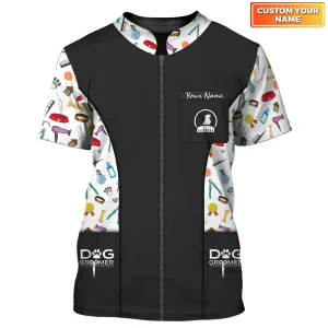Latest Dog Groomer Pesonalized Shirt Grooming Uniform T-Shirt 2