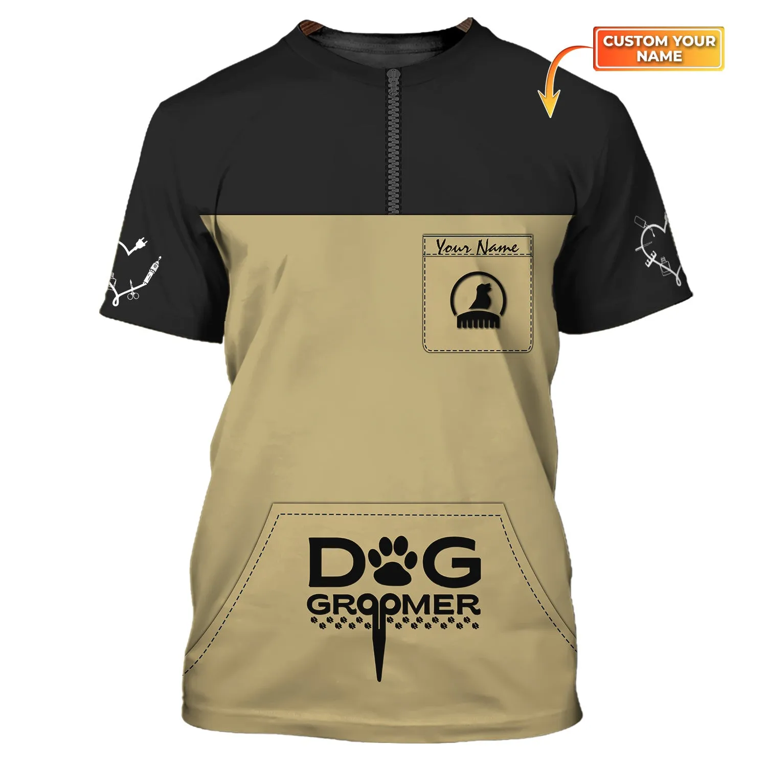 Latest Dog Groomer Pesonalized Shirt Grooming Uniform T-Shirt [Non Workwear]