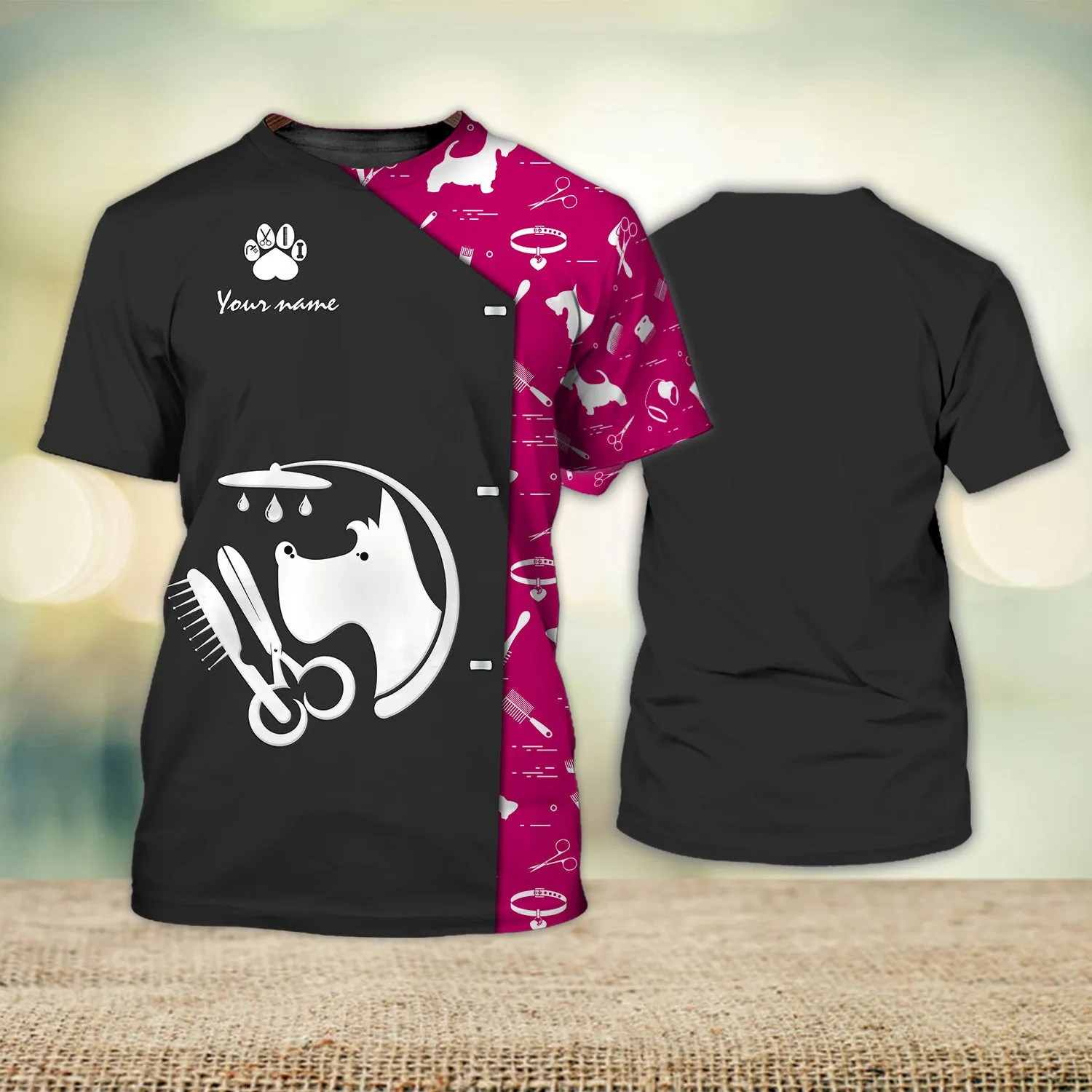Latest Dog Groomer Pesonalized Shirt Grooming Uniform T-Shirt [Non Workwear]