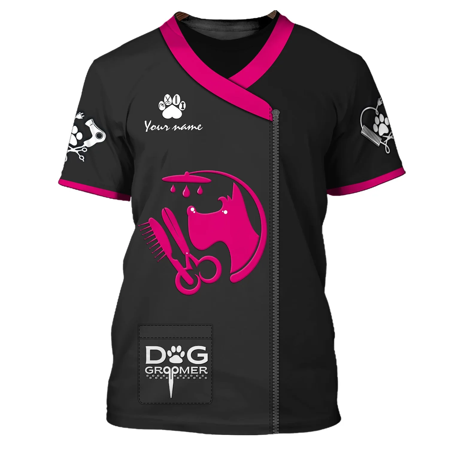Latest Dog Groomer Pesonalized Shirt Grooming Uniform T-Shirt [Non Workwear]