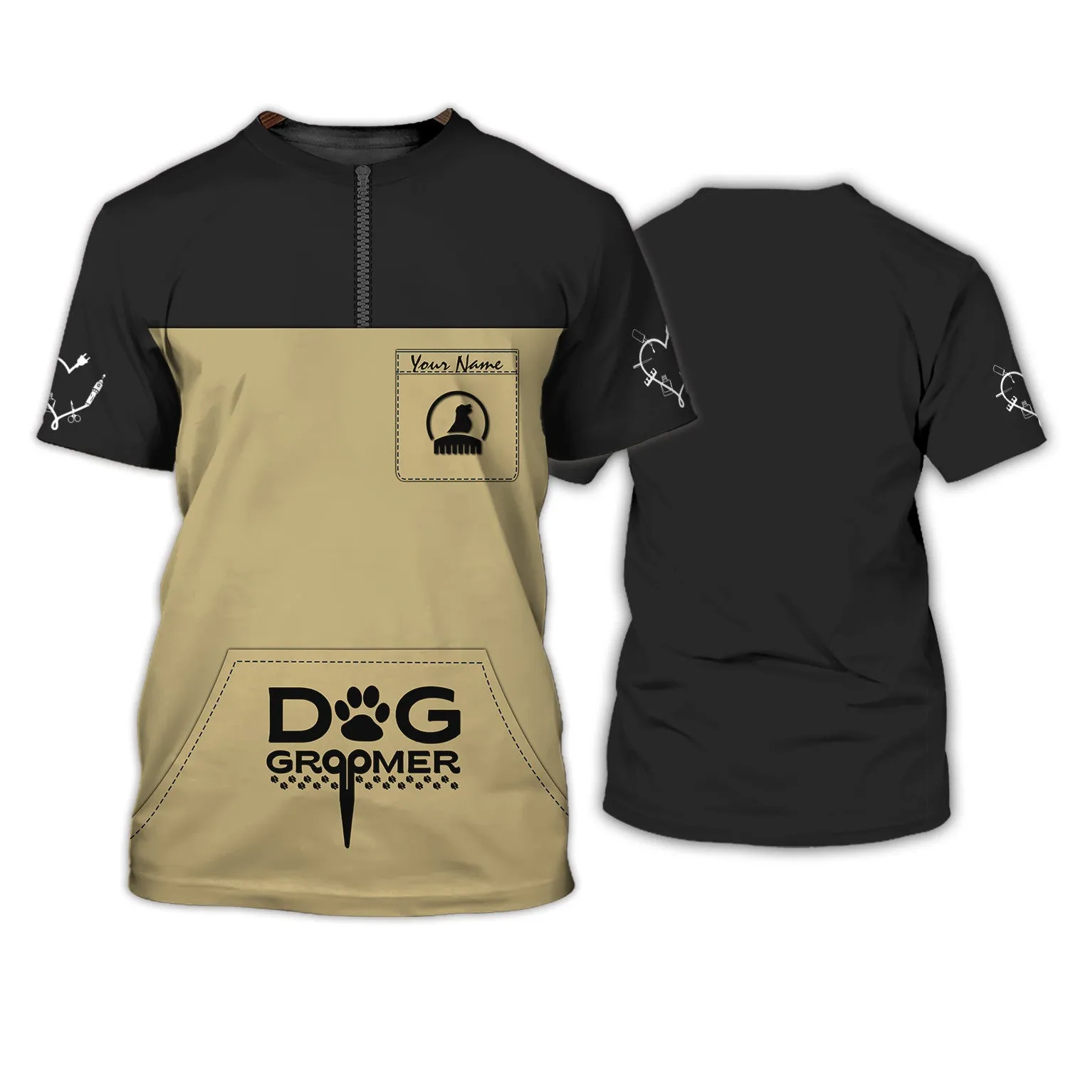 Latest Dog Groomer Pesonalized Shirt Grooming Uniform T-Shirt [Non Workwear]