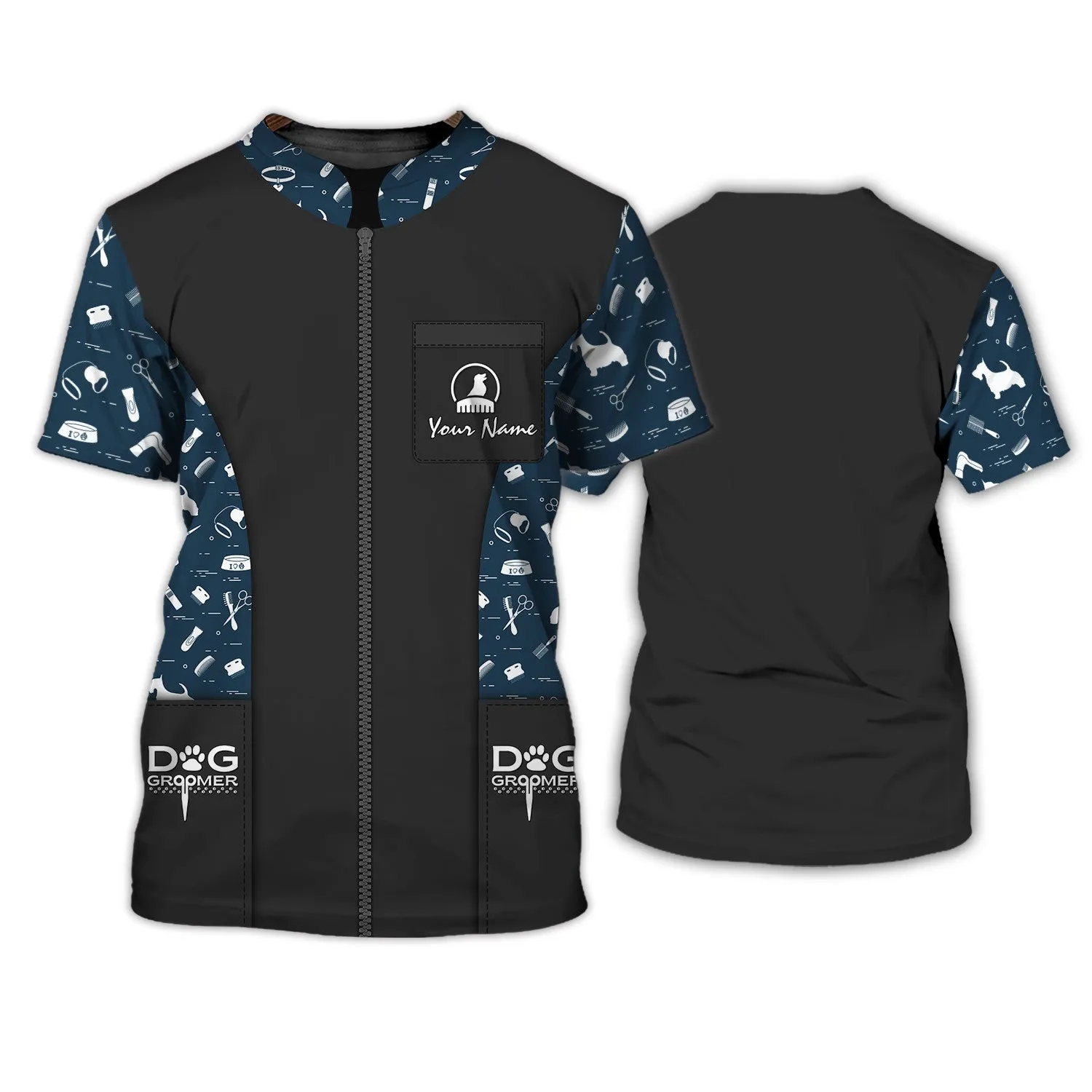 Latest Dog Groomer Pesonalized Shirt Grooming Uniform T-Shirt [ Non Workwear]