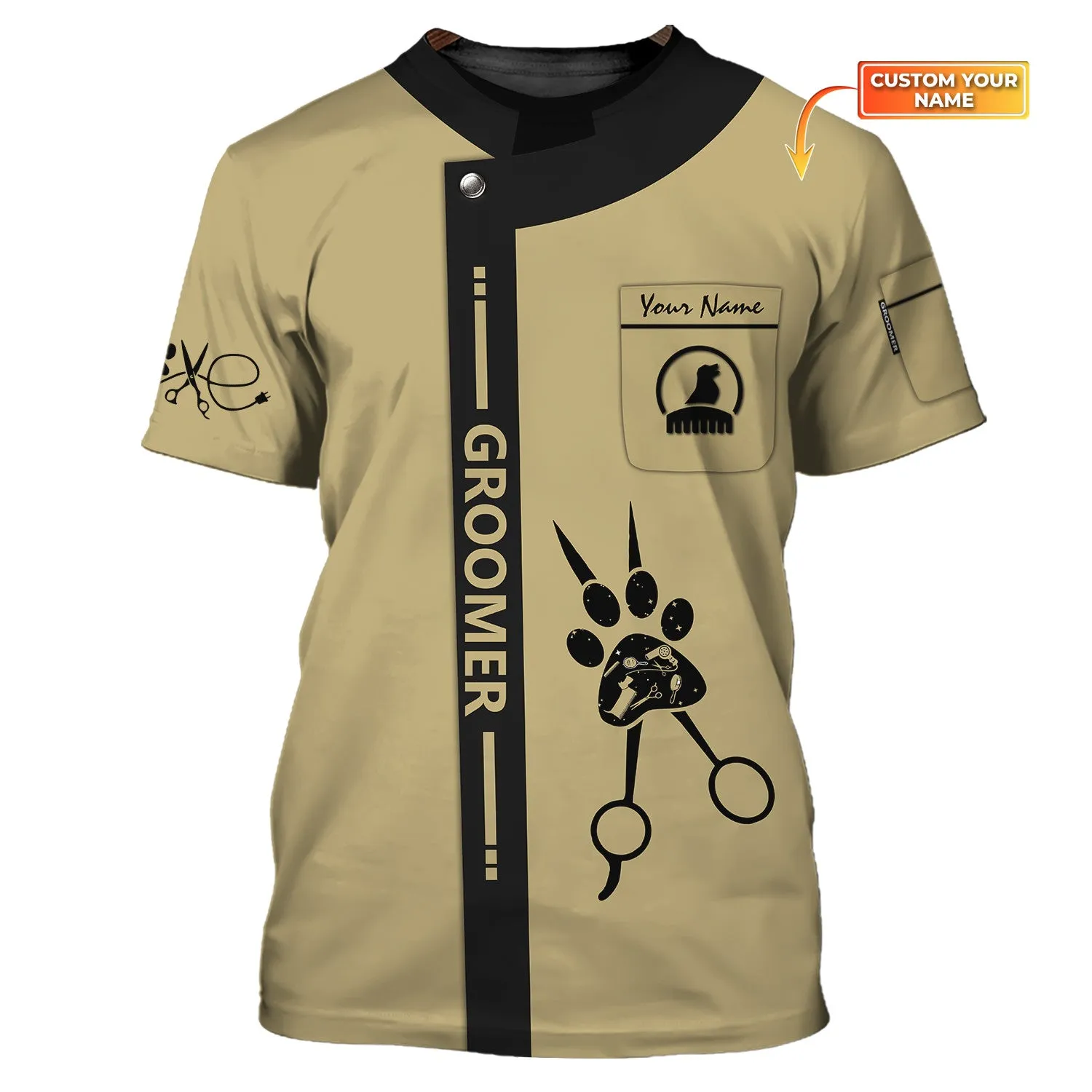 Latest Dog Groomer Pesonalized Shirt Grooming Uniform T-Shirt [Non Workwear]