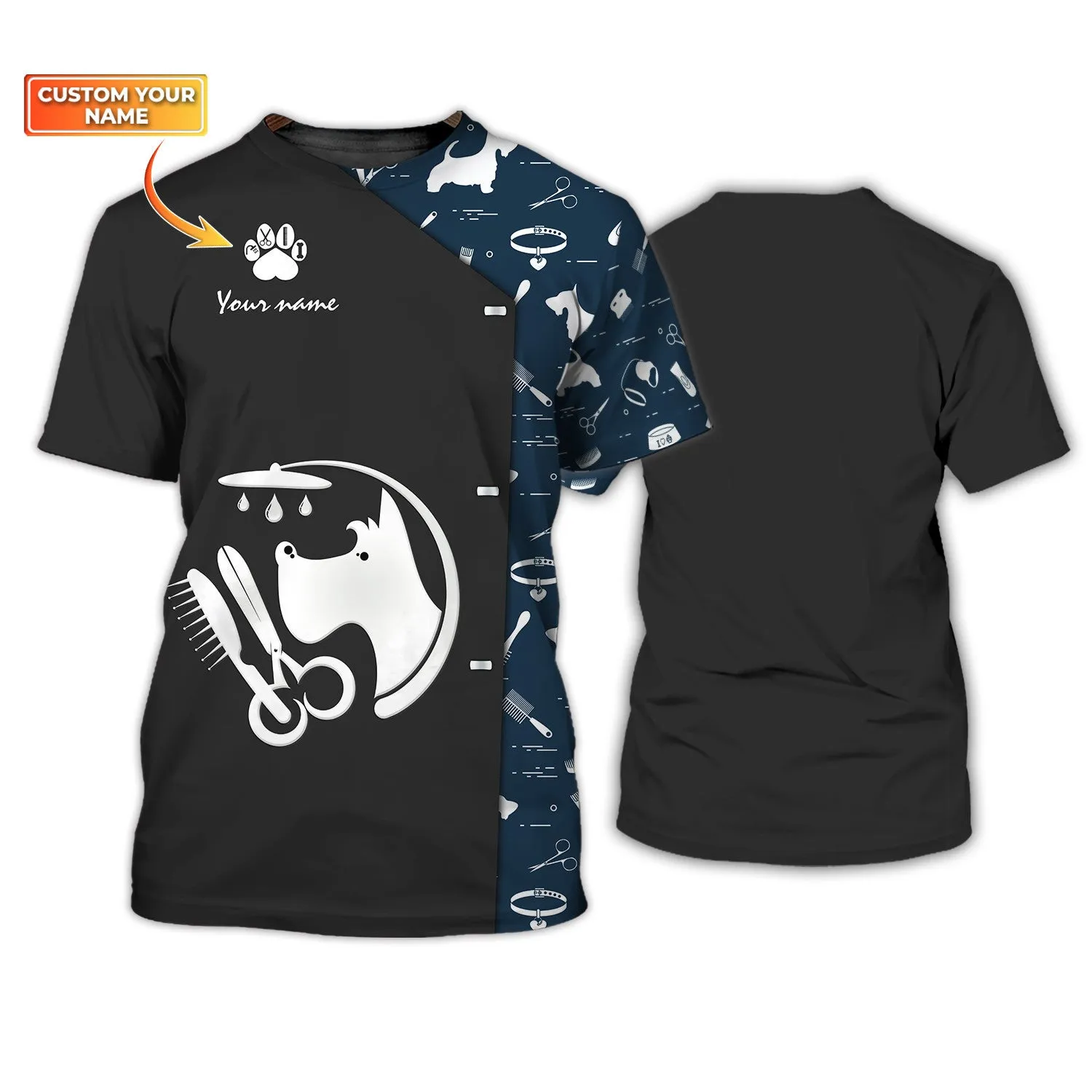 Latest Dog Groomer Pesonalized Shirt Grooming Uniform T-Shirt [Non workwear]