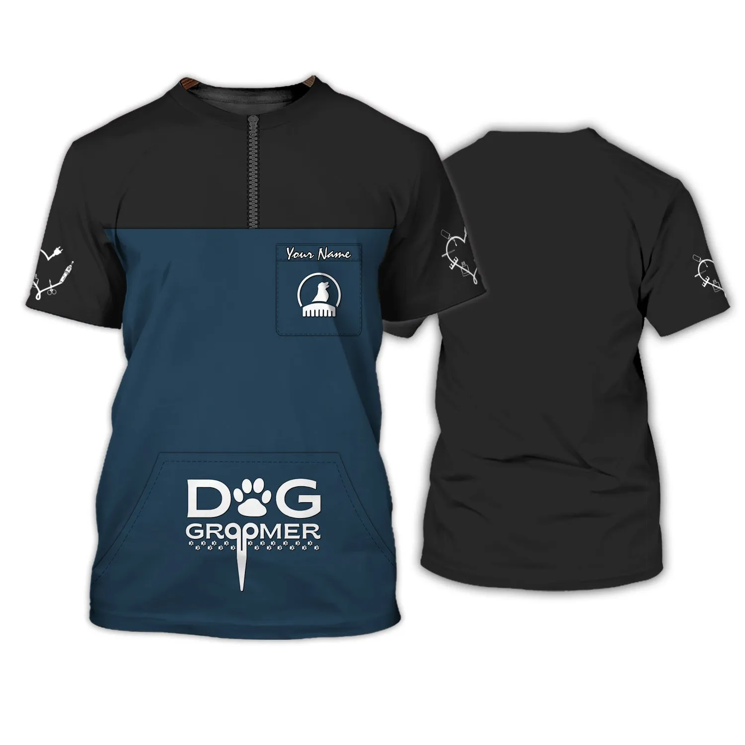 Latest Dog Groomer Pesonalized Shirt Grooming Uniform T-Shirt [Non Workwear]