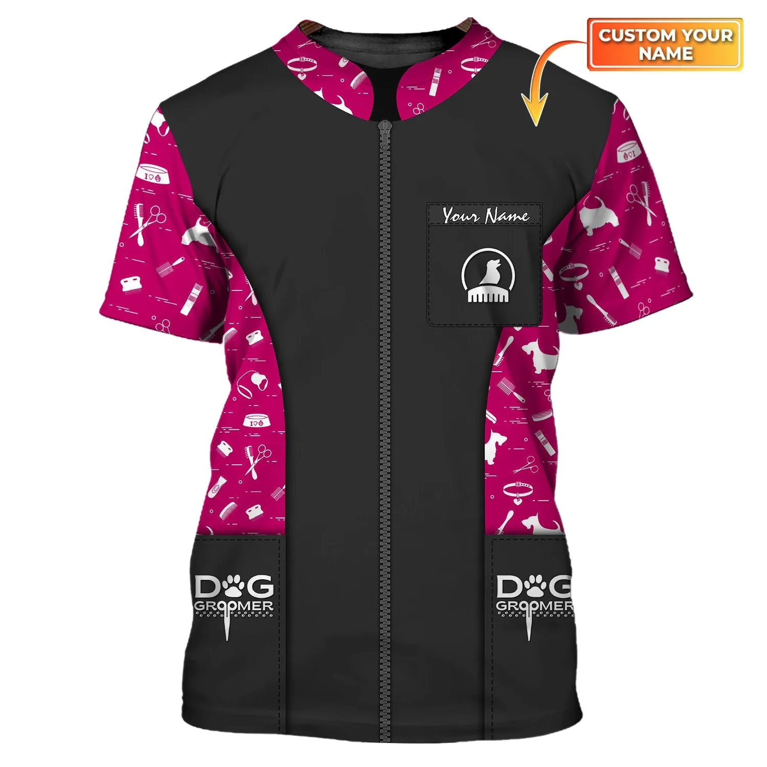Latest Dog Groomer Pesonalized Shirt Grooming Uniform T-Shirt [ Non Workwear]
