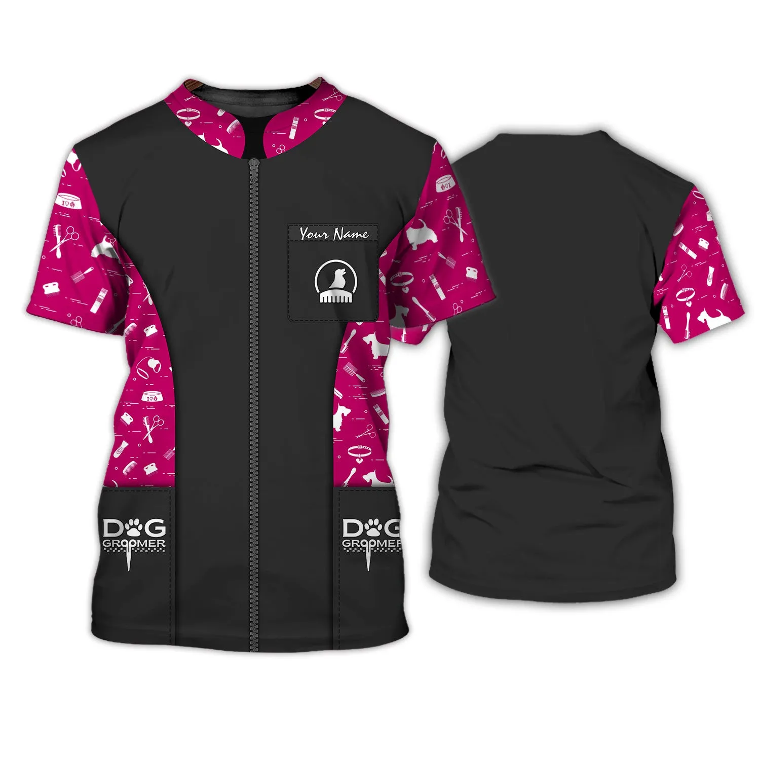 Latest Dog Groomer Pesonalized Shirt Grooming Uniform T-Shirt [ Non Workwear]