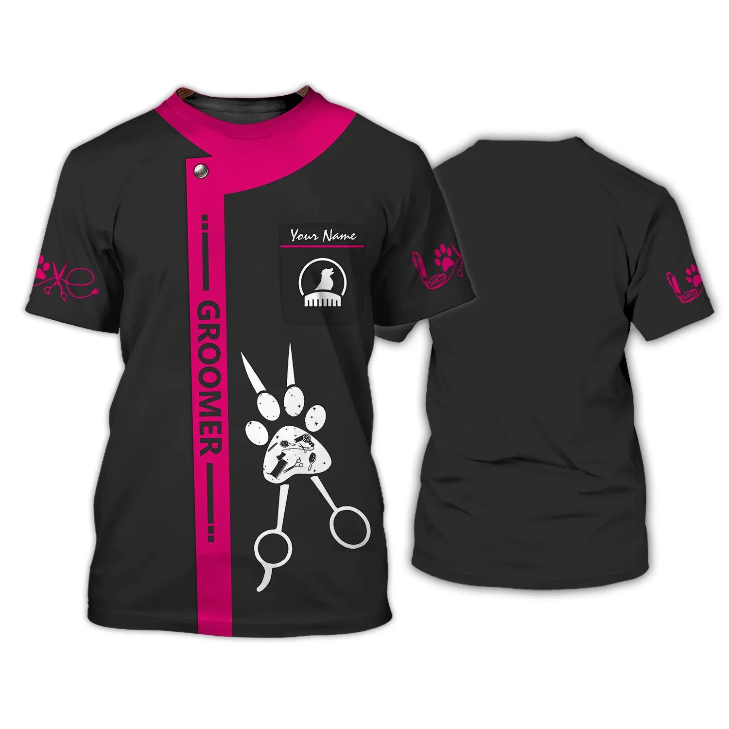 Latest Dog Groomer Pesonalized Shirt Grooming Uniform T-Shirt [Non Workwear]