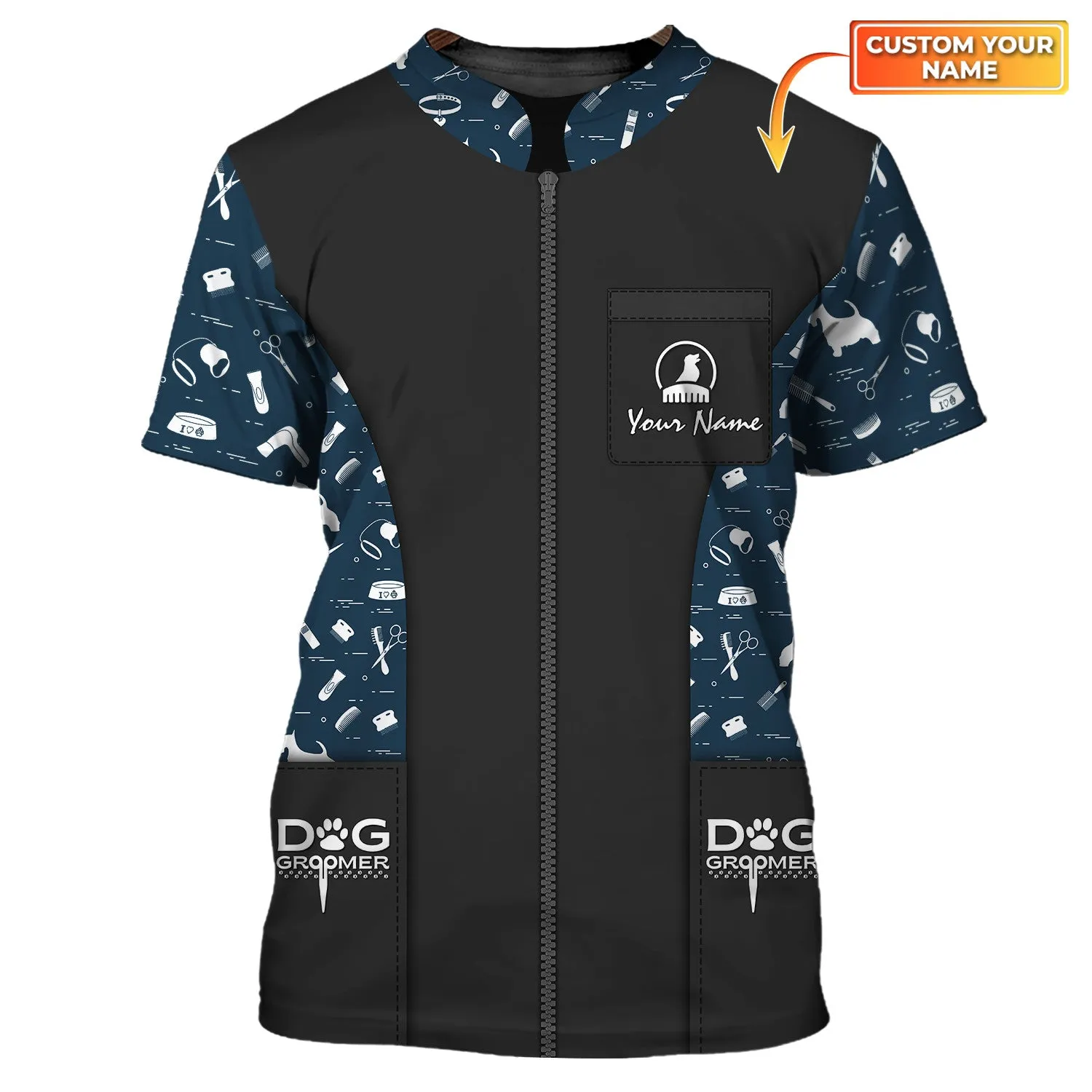 Latest Dog Groomer Pesonalized Shirt Grooming Uniform T-Shirt [ Non Workwear]