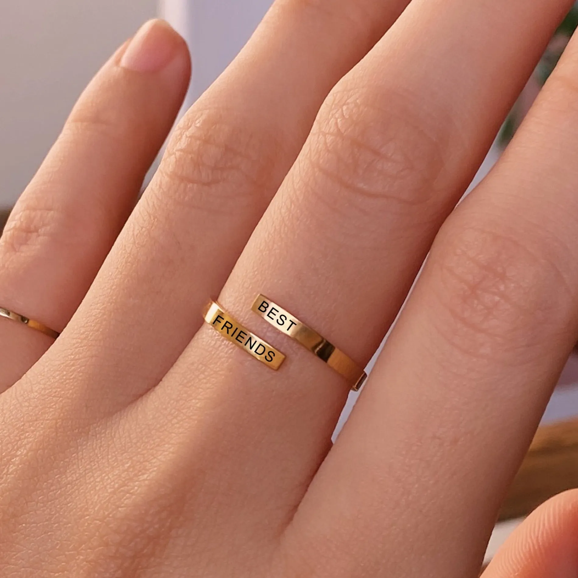 Lazer Engraved Adjustable Gold Filled Ring