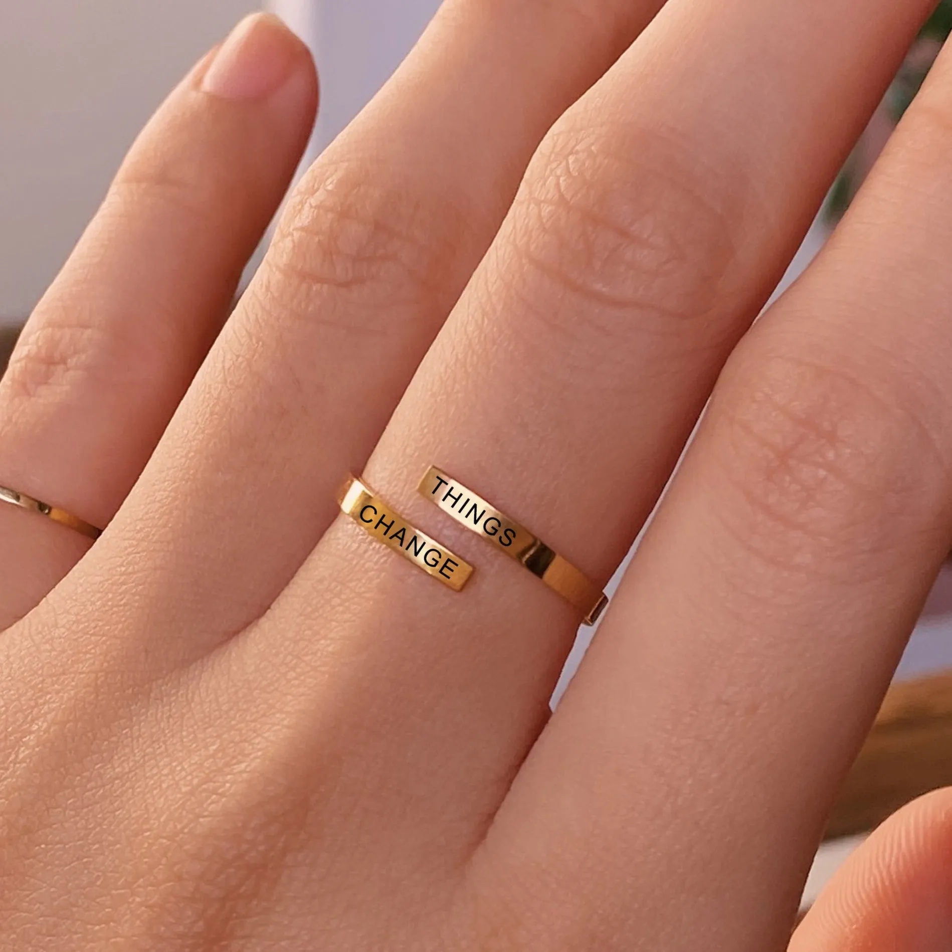 Lazer Engraved Adjustable Gold Filled Ring