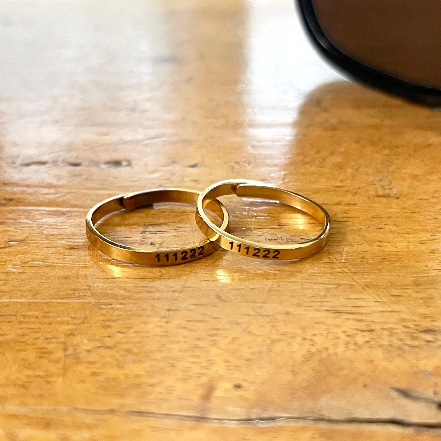 Lazer Engraved Couple Gold Filled Rings - Adjustable