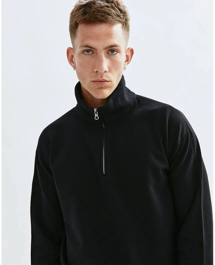 Lightweight Terry Quarter Zip Black