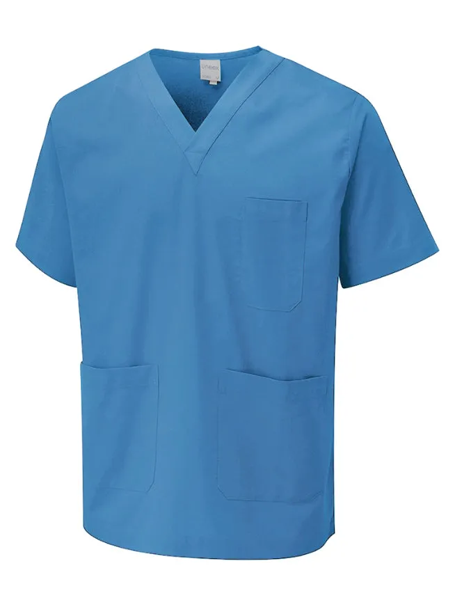 Lightweight Tunic in Hospital Blue with Easton Embroidered Logo (Dog Grooming)