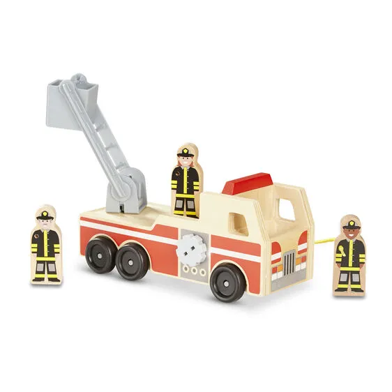 Melissa & Doug Classic Toy Wooden Fire Truck Play Set