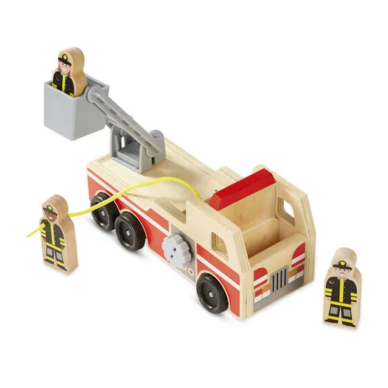 Melissa & Doug Classic Toy Wooden Fire Truck Play Set