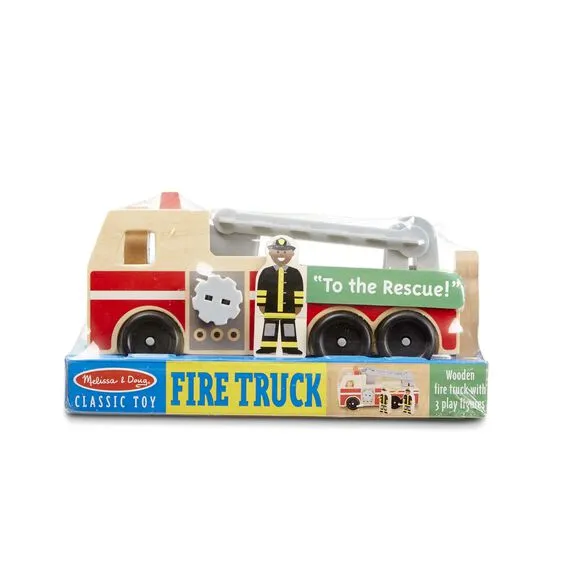 Melissa & Doug Classic Toy Wooden Fire Truck Play Set