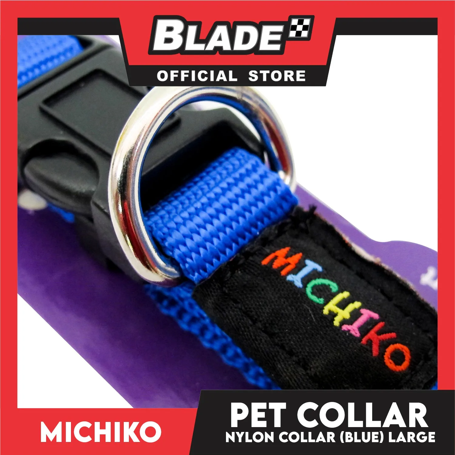 Michiko Nylon Collar Blue (Large) Pet Collar