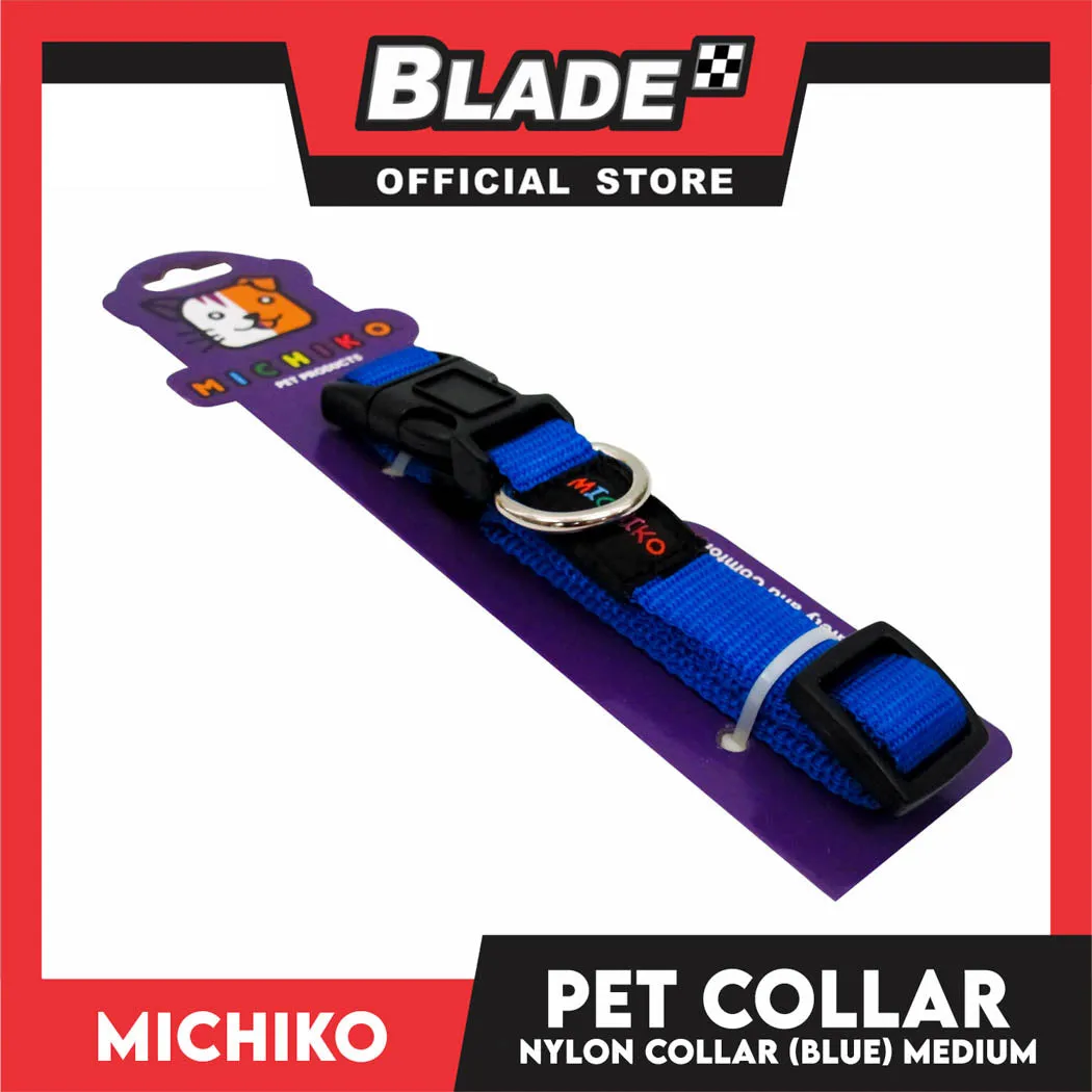 Michiko Nylon Collar Blue (Medium) Pet Collar